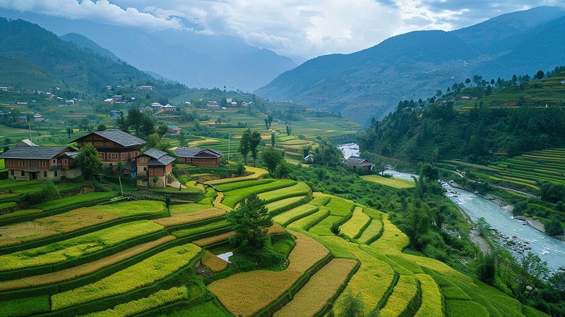花瓣素材_常规系列田园村庄实景图通用背景素材_193658479