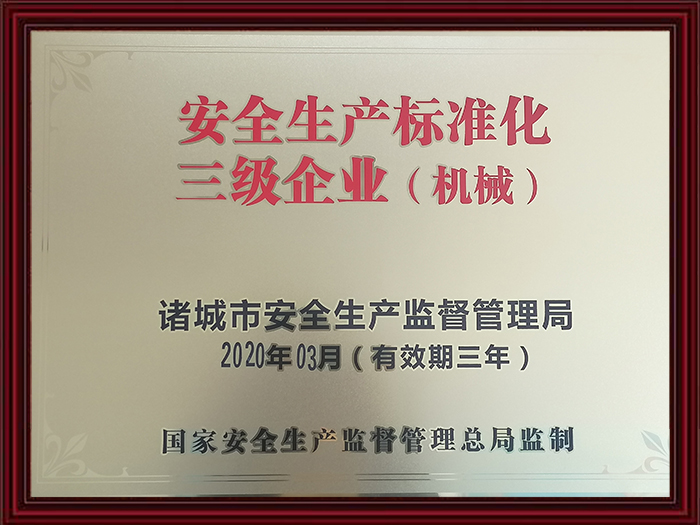 安全生产标准化三级企业（机械）